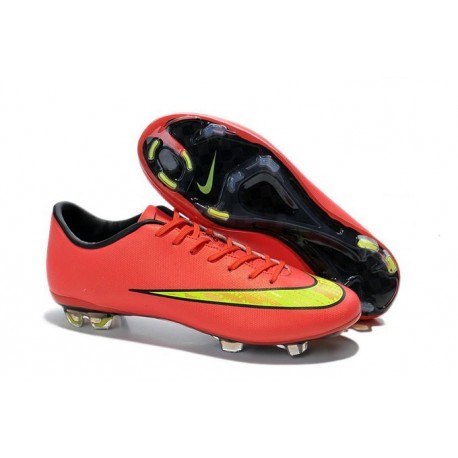 Chaussures de Football Nike Mercurial Vapor 10 FG Rouge Jaune