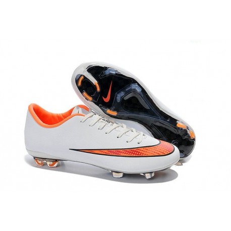 Chaussures de Football Nike Mercurial Vapor 10 FG Blanc Orange