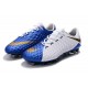 Chaussure de Foot Nike Hypervenom 3 FG Pas Cher Bleu Blanc Or