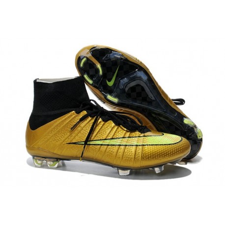 2014 Homme Chaussures Football Mercurial Superfly FG Or Noir