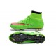 2014 Homme Chaussures Football Mercurial Superfly FG Vert Rouge