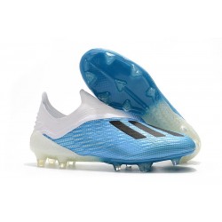 adidas X 18+ FG - Chaussures de Football Adidas Bleu Blanc Noir