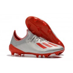 adidas X 19.1 FG Nouvelles Chaussure de Foot Argent Rouge