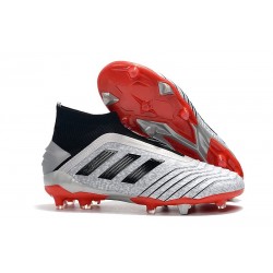 adidas Predator 19+ FG Nouvelles Chaussure Argent Noir Rouge