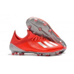 adidas X 19.1 FG Nouvelles Chaussure de Foot Rouge Argent