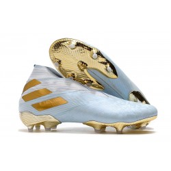 Adidas Nemeziz 19+ FG Crampons Nouvelles -Bold Aqua Or Blanc