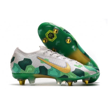 Nike Mercurial Vapor 13 Elite SG-PRO Anti-Clog Mbappe Gris Vert Or