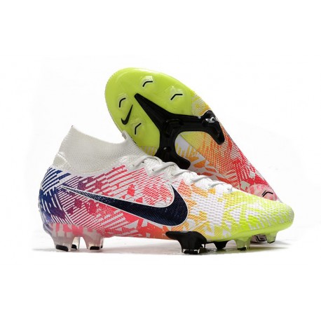 Neymar Nike Mercurial Superfly 7 Elite FG Blanc Noir Bleu Volt