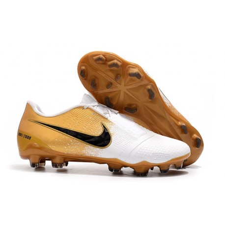 Nike Crampons Nouvelles Phantom Venom Elite FG Blanc Or Noir