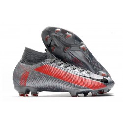 Nike Mercurial Superfly VII Elite DF FG Gris Noir Rouge