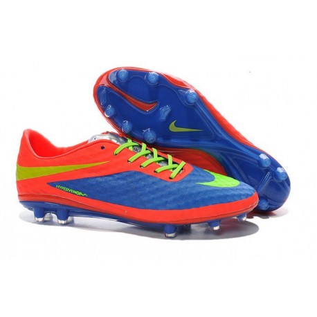 2014/2015 Nike Hypervenom Phantom FG Homme Bleu Orange Fluorescent Vert Jaune