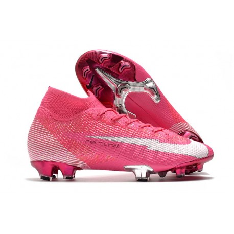 Chaussure Nike Mercurial Superfly7 Elite FG x Mbappe Rose Blanc Noir