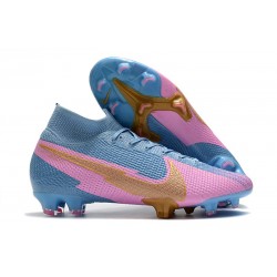 Chaussure Nike Mercurial Superfly7 Elite DF FG Bleu Rose Or