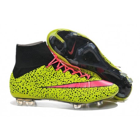 2014 Homme Chaussures Football Mercurial Superfly FG Jaune Rose Noir