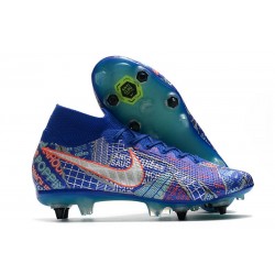 Nike Mercurial Superfly 7 Elite DF SG Sancho Bleu Blanc Vert Noir