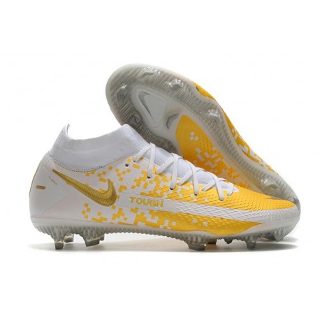 Chaussures 2021 Nike Phantom GT Elite DF FG Blanc Or