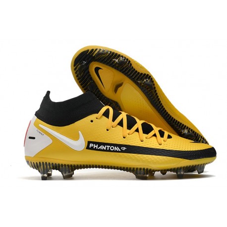 Chaussures 2021 Nike Phantom GT Elite DF FG Jaune Noir Blanc