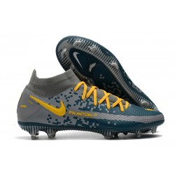 Chaussures 2021 Nike Phantom GT Elite DF FG Bleu Gris Jaune