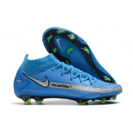 Chaussures 2021 Nike Phantom GT Elite DF FG Bleu Argent