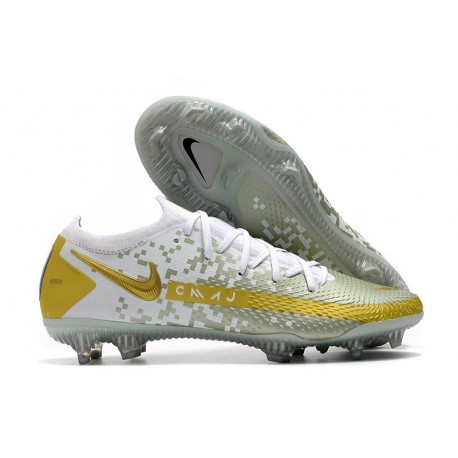 Nike Crampon 2021 Phantom GT Elite FG Or Blanc