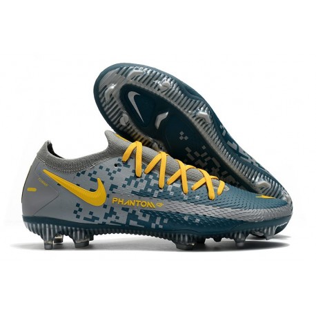 Nike Crampon 2021 Phantom GT Elite FG Bleu Jaune