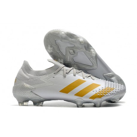 Crampons Adidas Predator Mutator 20.1 Low FG Blanc Or