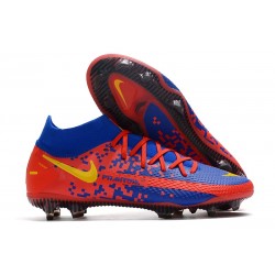 Chaussures 2021 Nike Phantom GT Elite DF FG Bleu Rouge Jaune