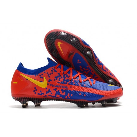 Nike Crampon 2021 Phantom GT Elite FG Rouge Bleu Jaune