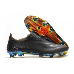 Crampon de Foot adidas X Ghosted+ FG Superstealth - Noir Bleu cyan