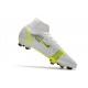 Nike Mercurial Superfly 8 Elite FG Blanc Noir Métallique Argent Volt