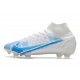 Chaussure à Crampons Nike Mercurial Superfly 8 Elite FG Blanc Bleu