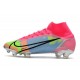 Chaussure à Crampons Nike Mercurial Superfly 8 Elite FG Rose Bleu Vert