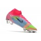 Chaussure à Crampons Nike Mercurial Superfly 8 Elite FG Rose Bleu Vert