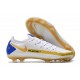 Chaussure Nike Phantom GT Elite FG Blanc Bleu Or