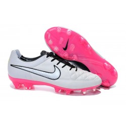 2014/2015 Chaussures Nike Tiempo Legend V FG Homme Blanc Noir Rose