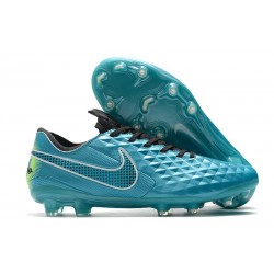 Crampon Nouvelles Nike Tiempo Legend 8 Elite FG Aquamarine Blanc Vert Citron