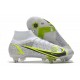 Nike Mercurial Superfly VIII Elite SG- Blanc Noir Argenté Jaune Fluo