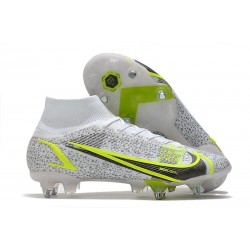 Nike Mercurial Superfly VIII Elite SG-Pro Silver Safari - Blanc Noir Argenté Jaune Fluo