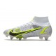 Nike Mercurial Superfly VIII Elite SG- Blanc Noir Argenté Jaune Fluo