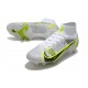 Nike Mercurial Superfly VIII Elite SG- Blanc Noir Argenté Jaune Fluo