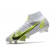 Nike Mercurial Superfly VIII Elite SG- Blanc Noir Argenté Jaune Fluo