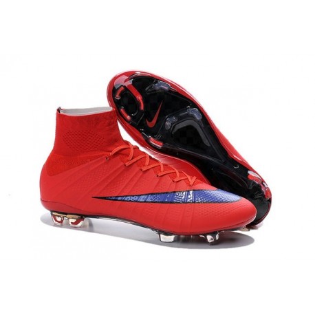 2015 Homme Chaussures Football Mercurial Superfly FG Rouge Vif Violet Persan Noir