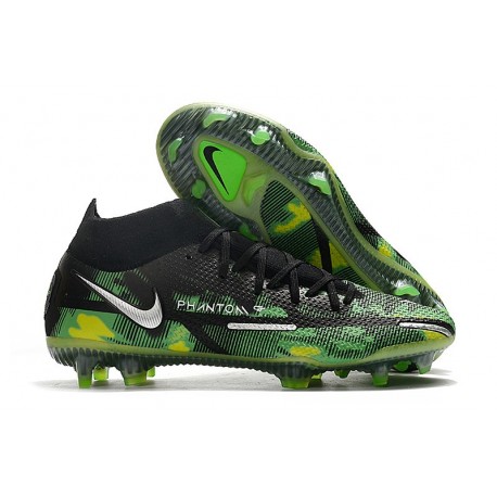 Nike Phantom GT II Elite DF FG Noir Platine Métallique Vert Strike