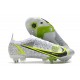 Nike Mercurial Vapor 14 Elite SG-Pro Blanc Noir Métallique Argent Volt