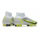 Nike Mercurial Superfly 8 Elite DF AG Silver Safari - Blanc Noir Argenté Jaune Fluo