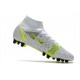 Nike Mercurial Superfly 8 Elite DF AG Silver Safari - Blanc Noir Argenté Jaune Fluo