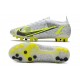 Nike Mercurial Vapor 14 Elite AG Pro Silver Safari - Blanc Noir Argenté Jaune Fluo