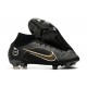 Nike Mercurial Superfly 8 Elite DF FG Noir Or Métallique Argent Métallique