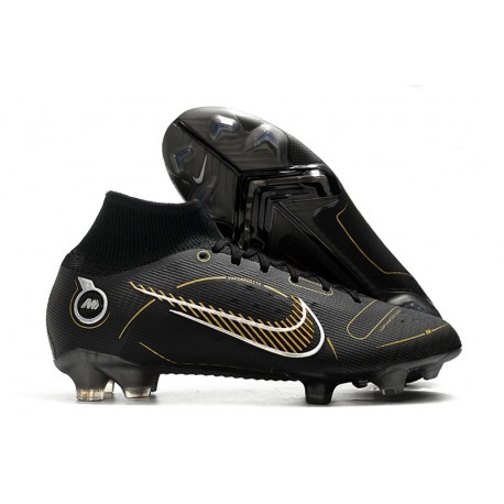 Nike Mercurial Superfly 8 Elite DF FG Noir Or Métallique Argent Métallique