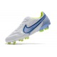 Chaussure Nike Tiempo Legend IX Elite FG Blanc Bleu